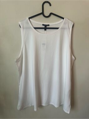 Eileen Fisher NWT Jersey Jewel Neck Shell in White Size 1X